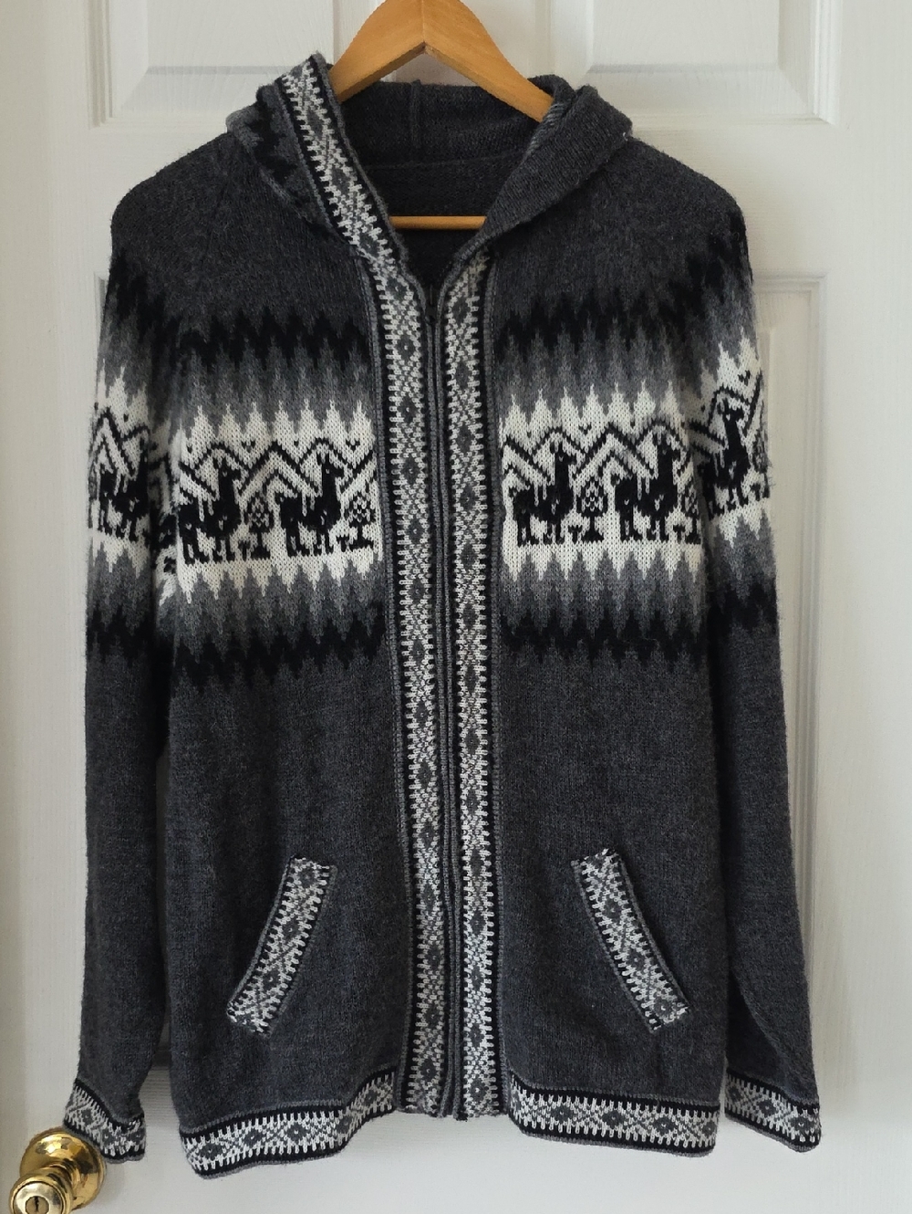 Peruvian Alpaca Handmade Hooded Zip Sweater Cardigan & Hat